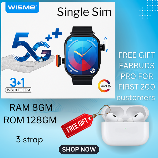 WS10 ULTRA Smart Watch With 3+1 Straps with free earbuds pro